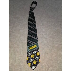Vintage Green Bay Packers Ralph Marlin Silk Tie NFL Football Helmet Logo Green